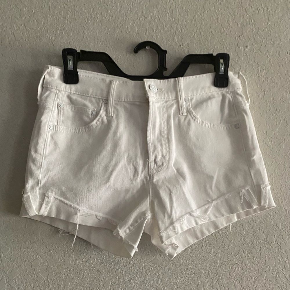 MOTHER White Denim Jean Shorts